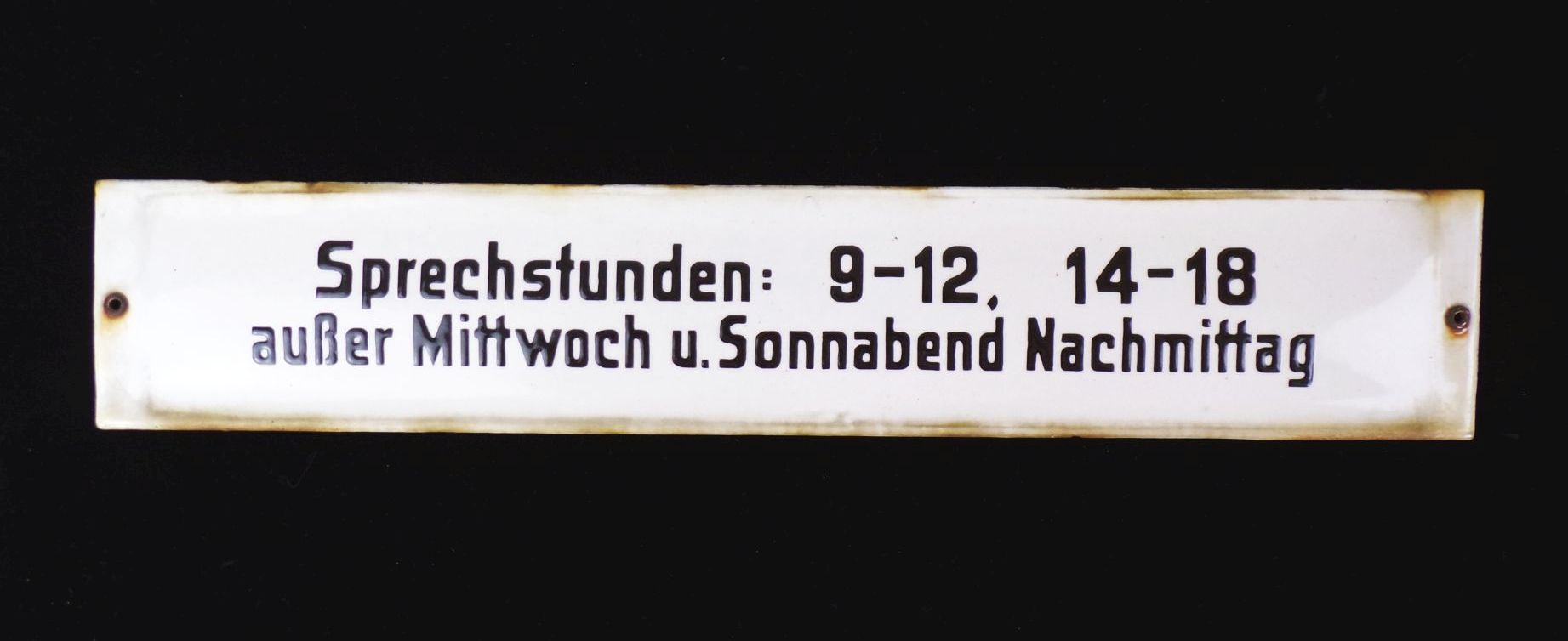 Altes Emailschild Sprechstunden Geschäft Laden Praxis Sprechzeiten 