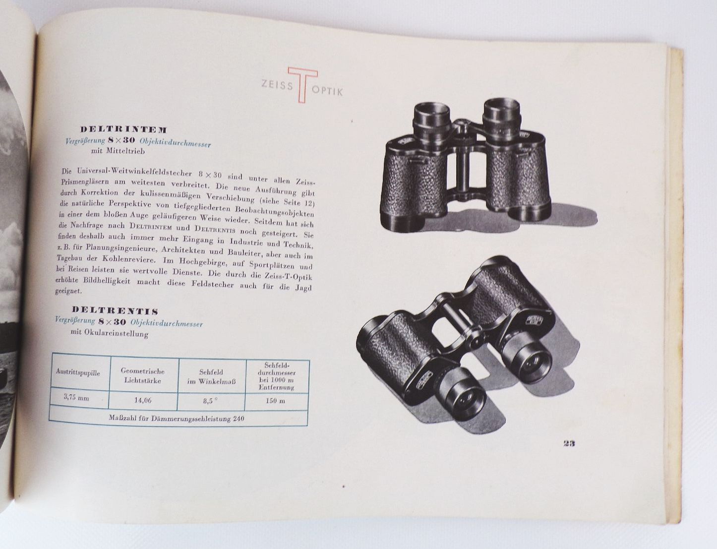 Alter Zeiss Katalog Fernglas Feldstecher 1952 Carl Zeiss Jena 