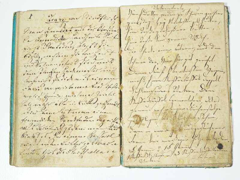 Handgeschriebenes Buch Rätsel Lieder Gebete Kochrezepte 1833