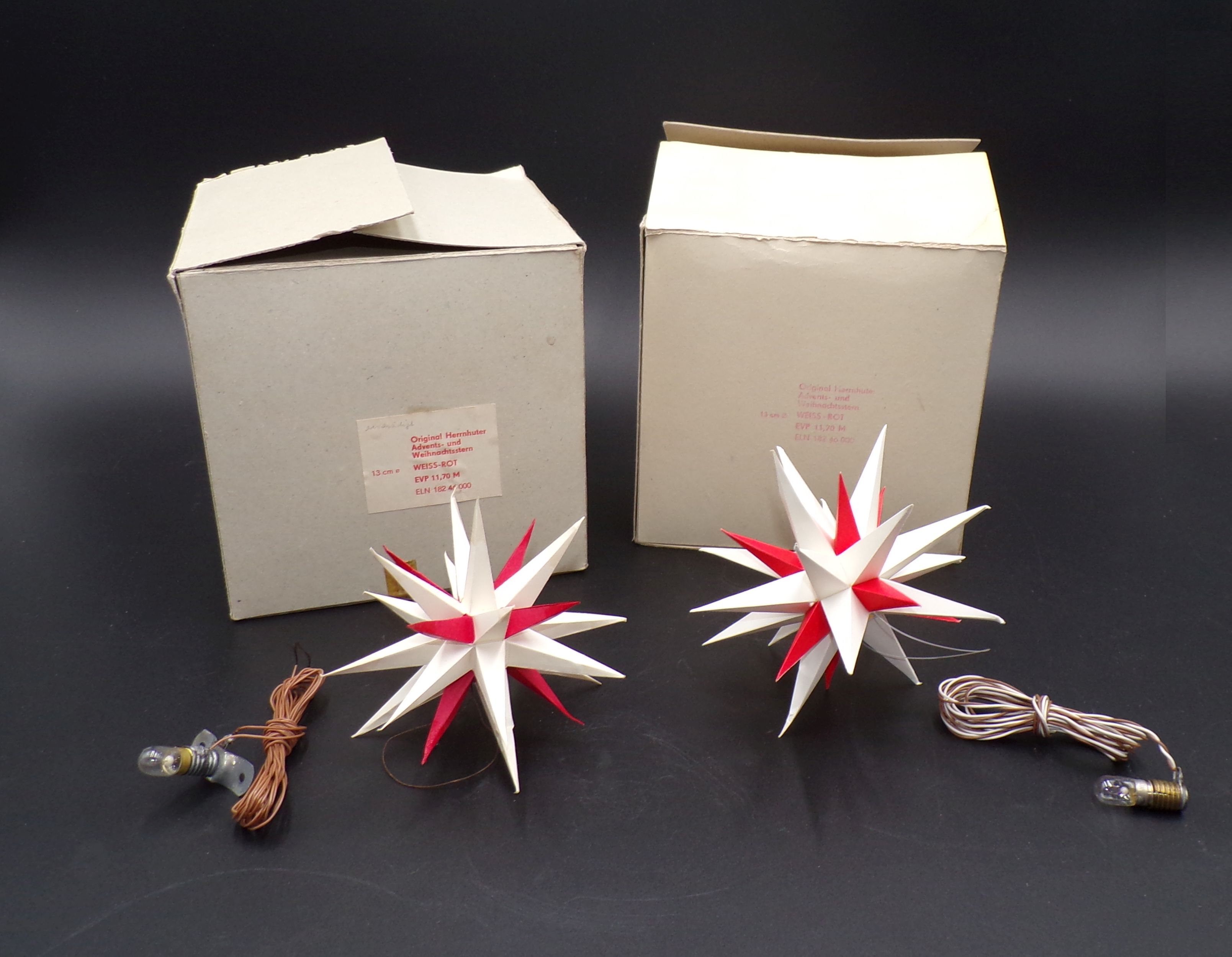 Herrnhuter Stern aus Papier DDR Weiß Rot D 13 cm 2 Stück