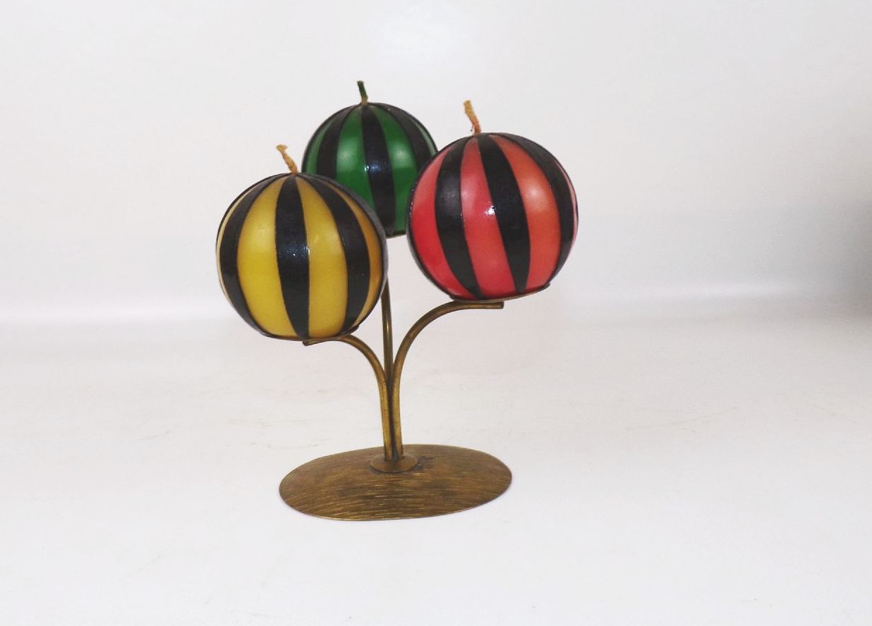 Alter Kerzenständer Kugelkerzen Messing 1950 er 1960 er Vintage Deko 