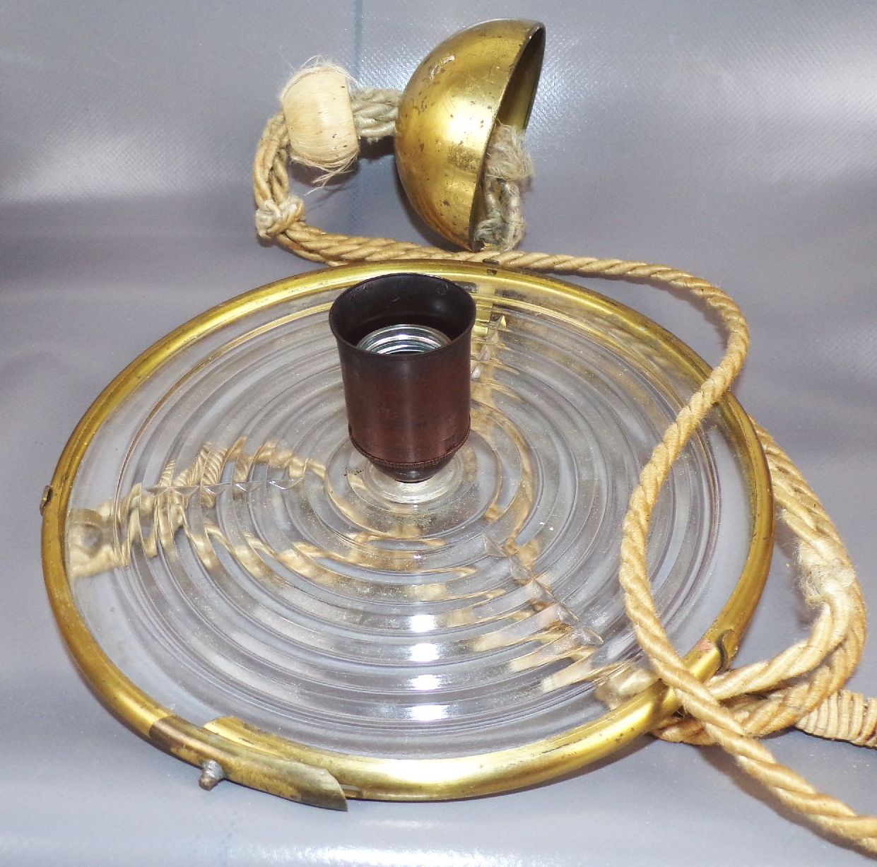 Alte Art Deco Pendelleuchte Deckenlampe E27 Glas Vintage