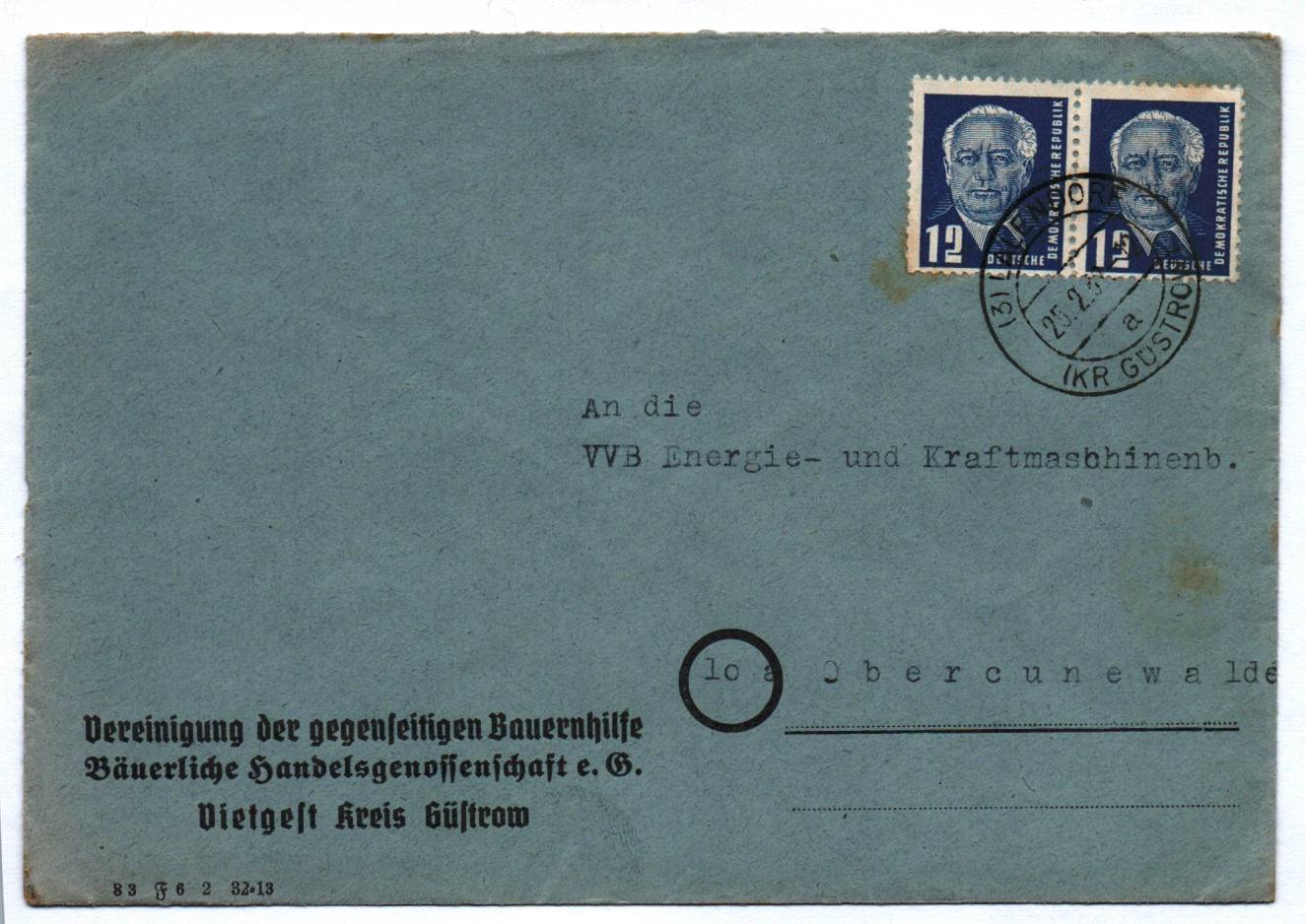 Brief Vereinigung der gegenseitigen Bauernhilfe DDR
