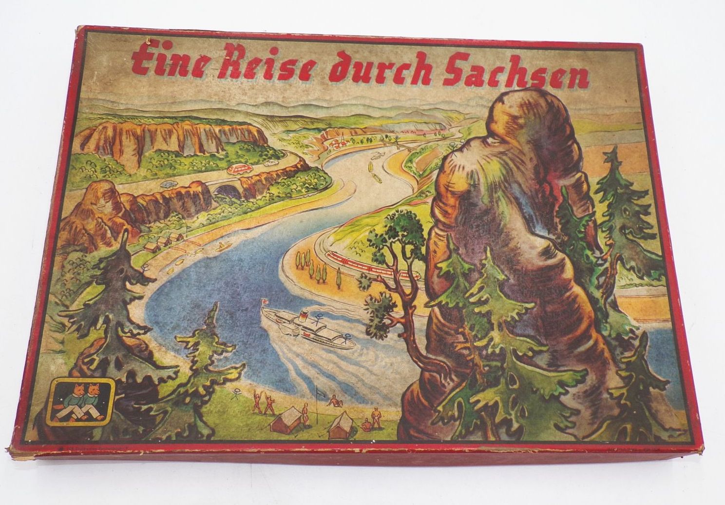 Altes Brettspiel Eine Reise durch Sachsen 1965 DDR 