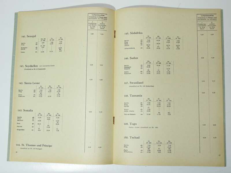 2 x Luftpostliste 1974 bis 1977 DDR Ministerium Post und Fernmeldewesen 