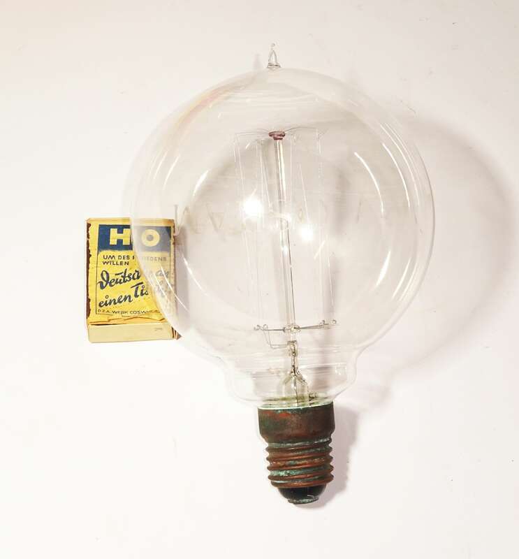 XL Osram Glühlampe Kohlefaden Wedel Spitze vor 1945 Glühlampe Beleuchtung