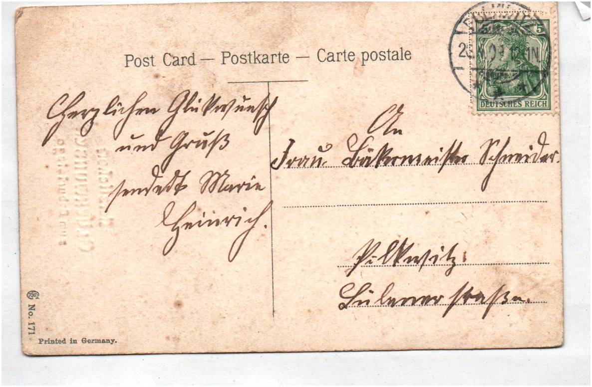 Postkarte Blumen florale Burg 1909 Geburtstag