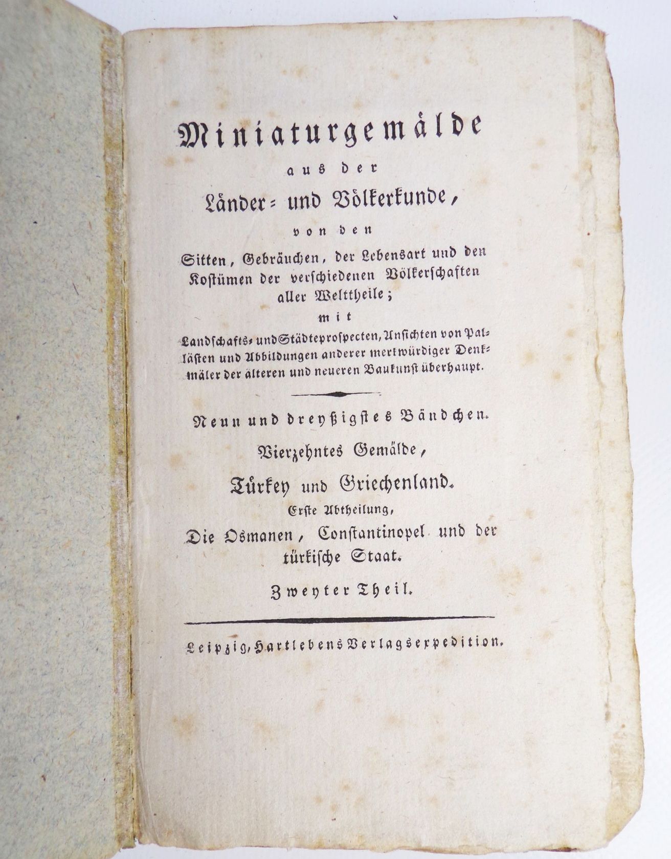 Türkei 3 Bände Miniaturgemälde aus der Länder und Völkerkunde 1824 Kupfer