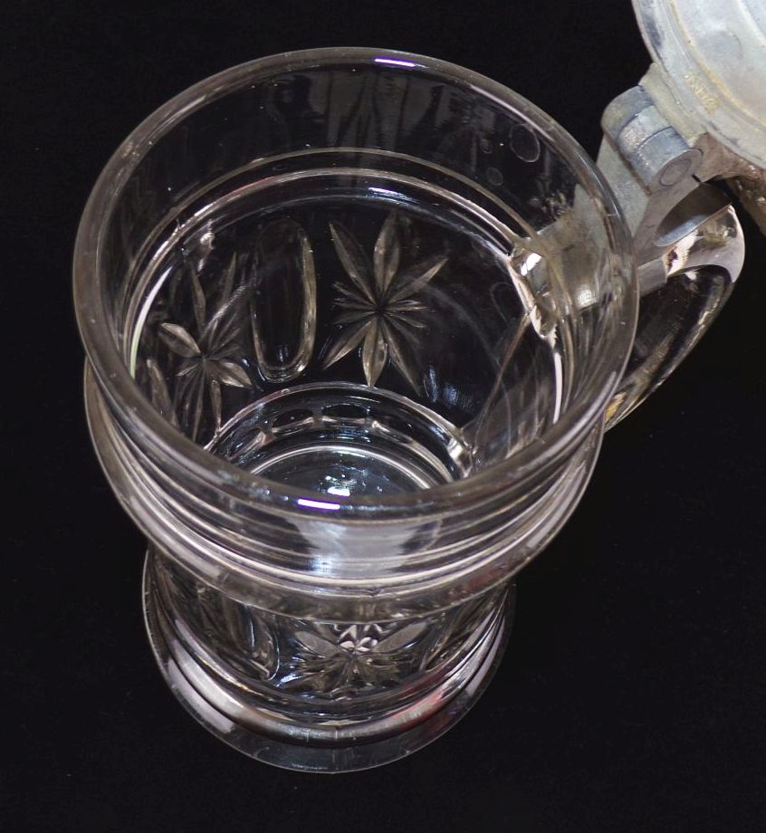 Alter Bierkrug Pressglas Zinndeckel Deko Alter Bierkrug Pressglas Zinndeckel Deko