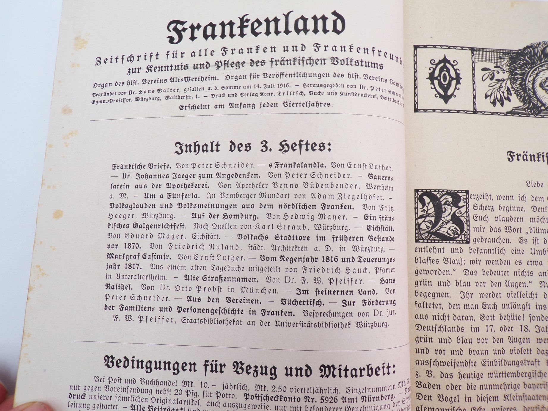 Frankenland Illustrierte Zeitschrift für alle Franken und Frankenfreunde 1914 bis 1921