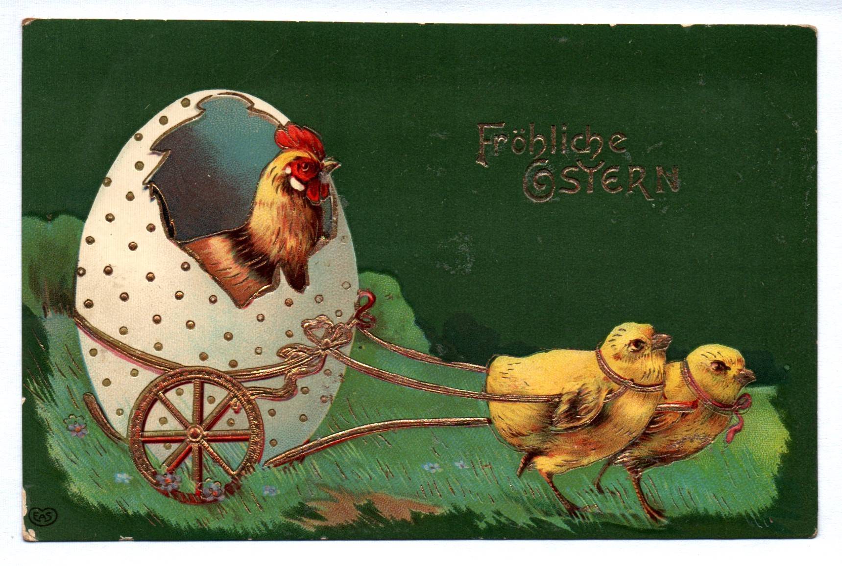 Künstler Ak Eier Kutsche Küken Hahn Fröhliche Ostern Künstler Ak Eier Kutsche Küken Hahn Fröhliche Ostern