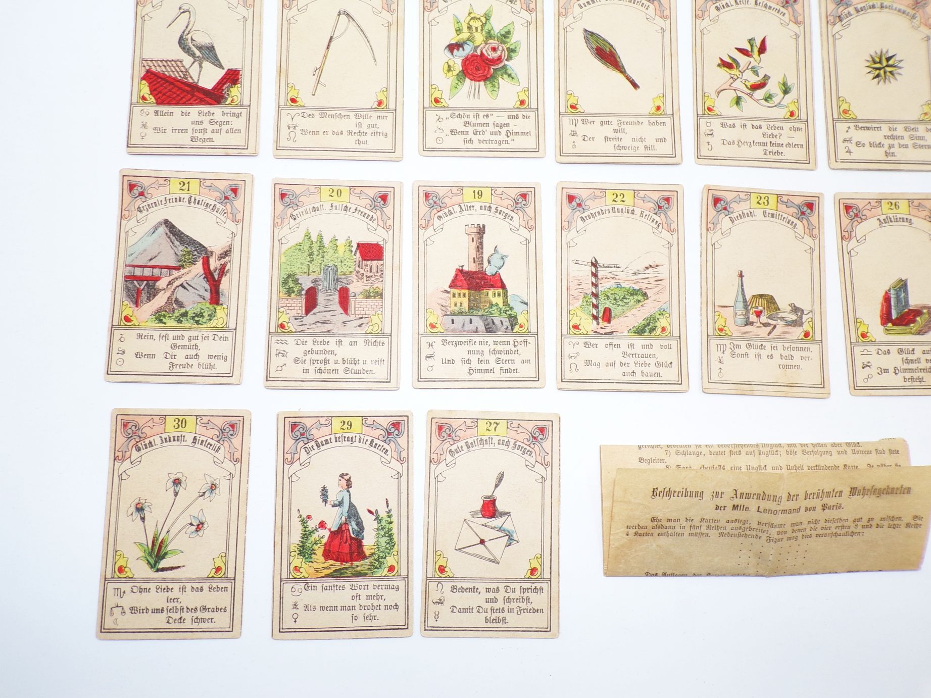 Wahrsagekartenspiel Tarot Lenormand aus Paris Ch Didot Gustav Kühn Neuruppin 