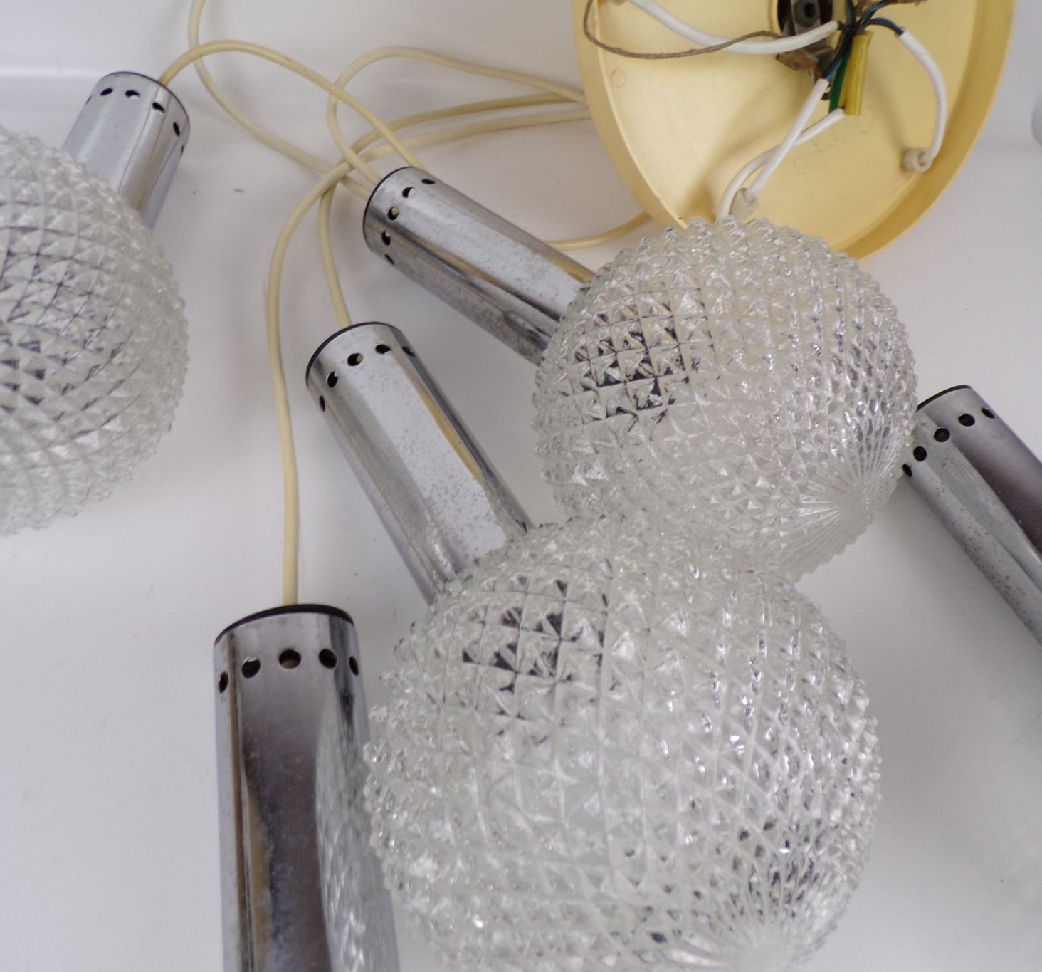 Alte Kaskadenlampe 5er Deckenleuchte Pendellampe 1970er Rund Alte Kaskadenlampe 5er Deckenleuchte Pendellampe 1970er Rund