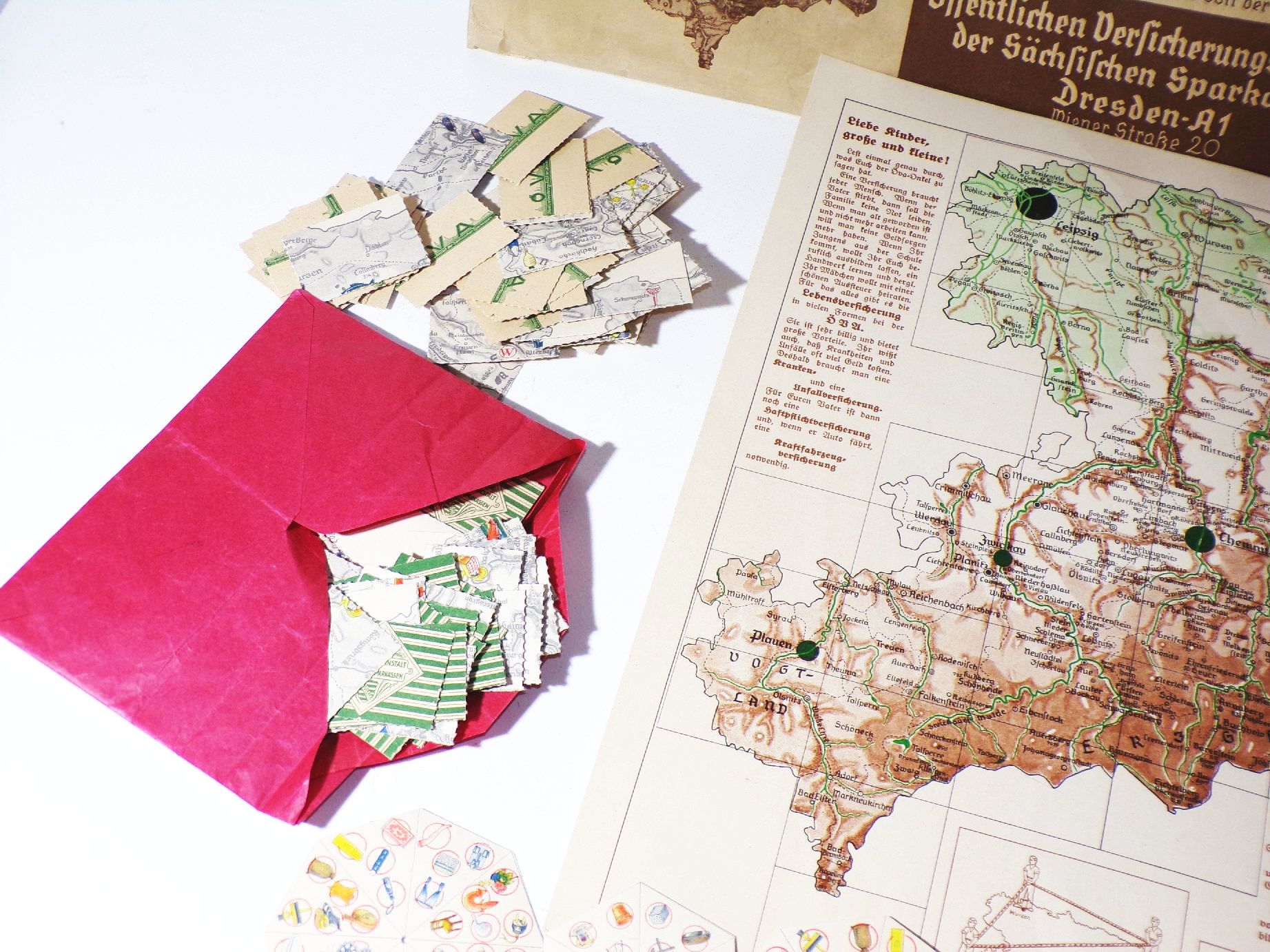 Das Sachsen Spiel Versicherung Sparkassen Reklame Brettspiel 1930er 