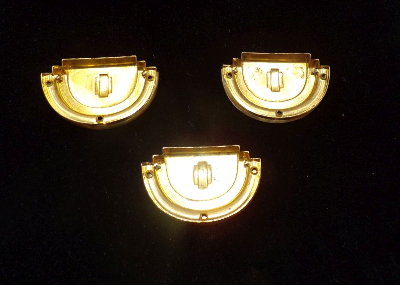 Alte Art Deco Möbelbeschlag 3 Stück Messing Set Antik Schubladengriff Alte Art Deco Möbelbeschlag 3 Stück Messing Set Antik Schubladengriff