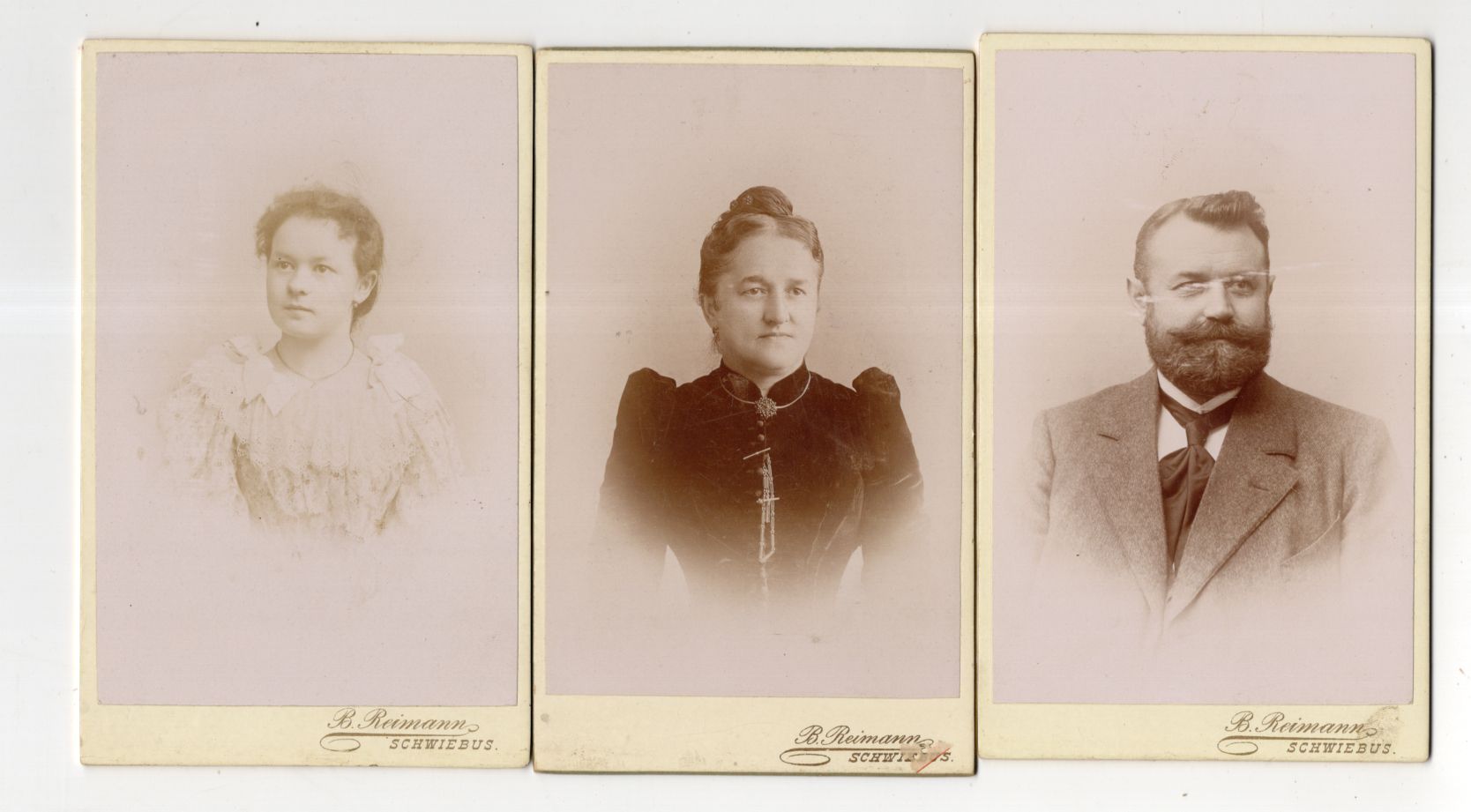 CDV Foto Damen Herren Schwiebus Lebus Polen 3 Stück um 1900 