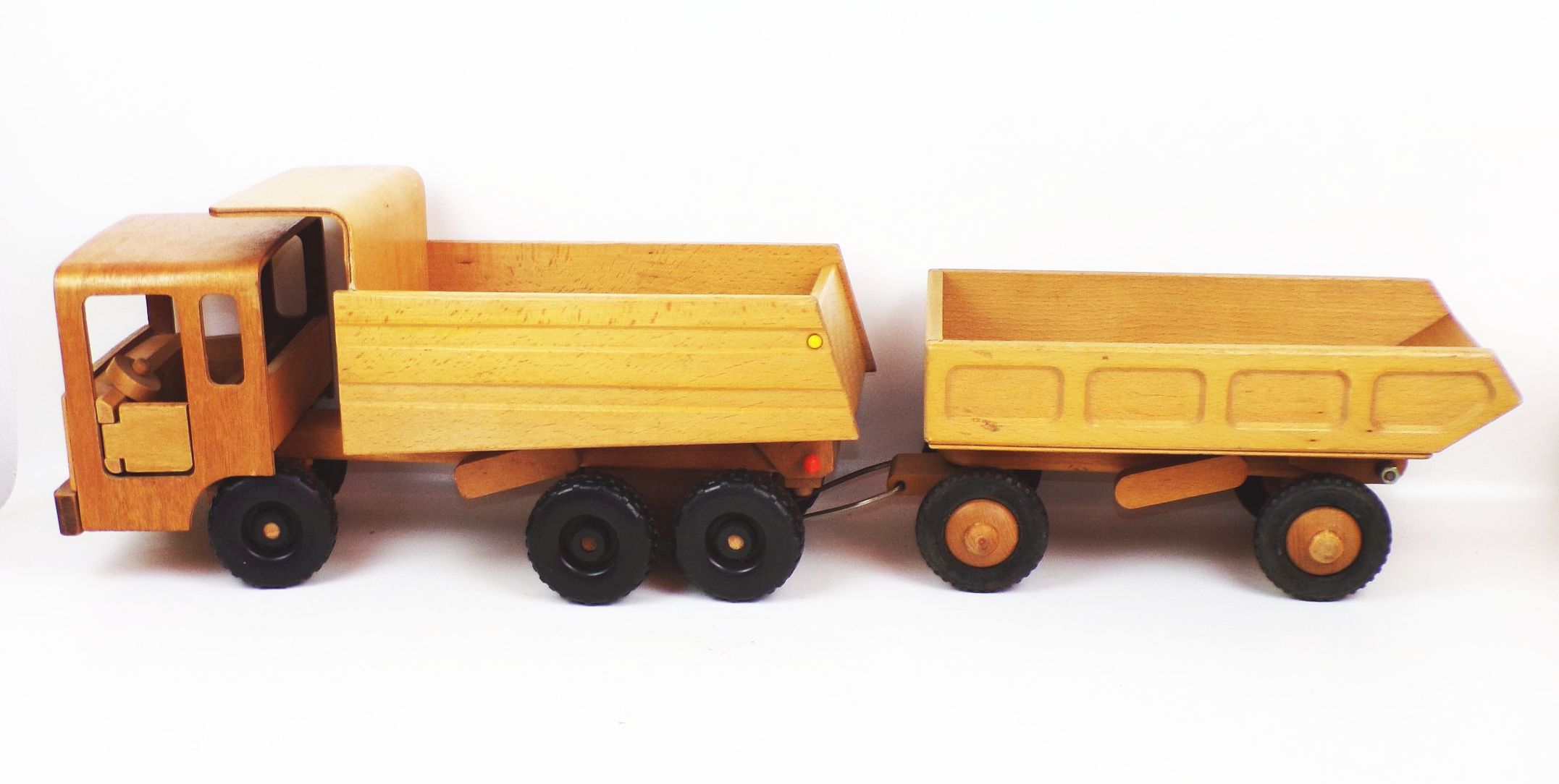 Alter DDR Vero LKW Kipper Laster Holzspielzeug Fröbel mit Anhänger