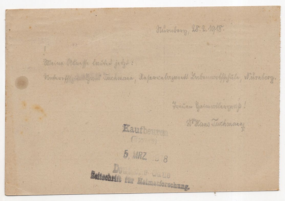Feldpostkarte 1918 Reserve Lazarett Nürnberg Feldpostkarte 1918 Reserve Lazarett Nürnberg
