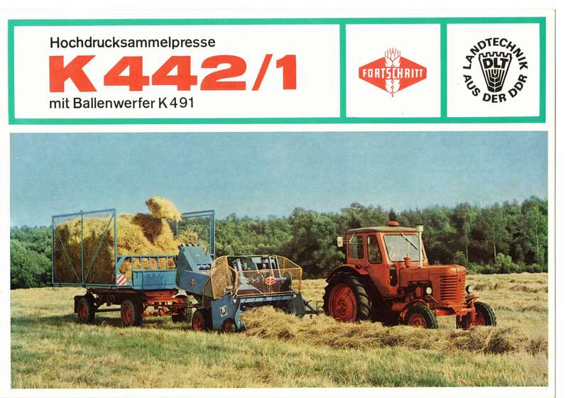 VEB Fortschritt Neustadt Hochdrucksammelpresse K442 1 Ballenwerfer K491 DDR H3