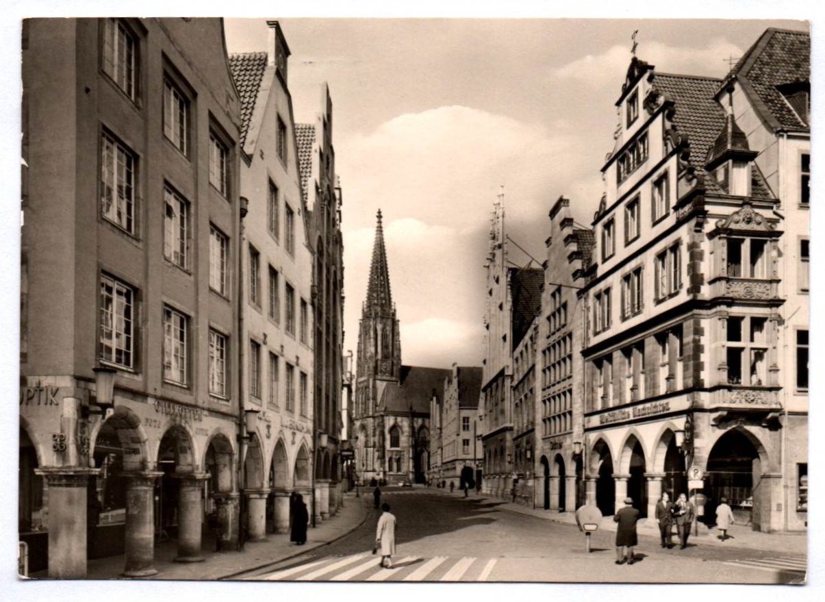 Foto Ak Münster Westfalen Prinzipalmarkt mit Lambertikirche 1972