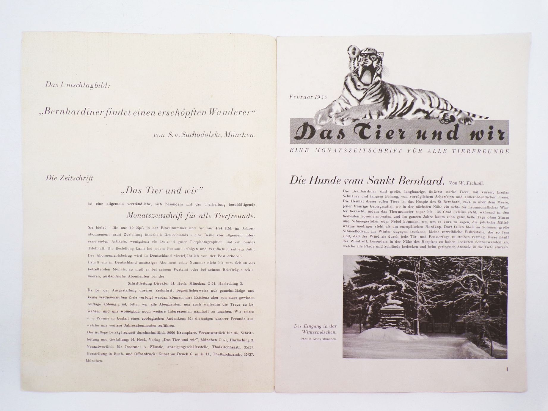 Alte Zeitschrift Das Tier und Wir Tierfreunde München Februar 1934 Suchodolski Alte Zeitschrift Das Tier und Wir Tierfreunde München Februar 1934 Suchodolski