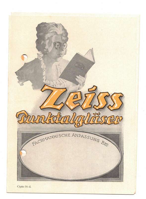 Reklame Prospekt Zeiss Punktalgläser Brillengläser 1920er 
