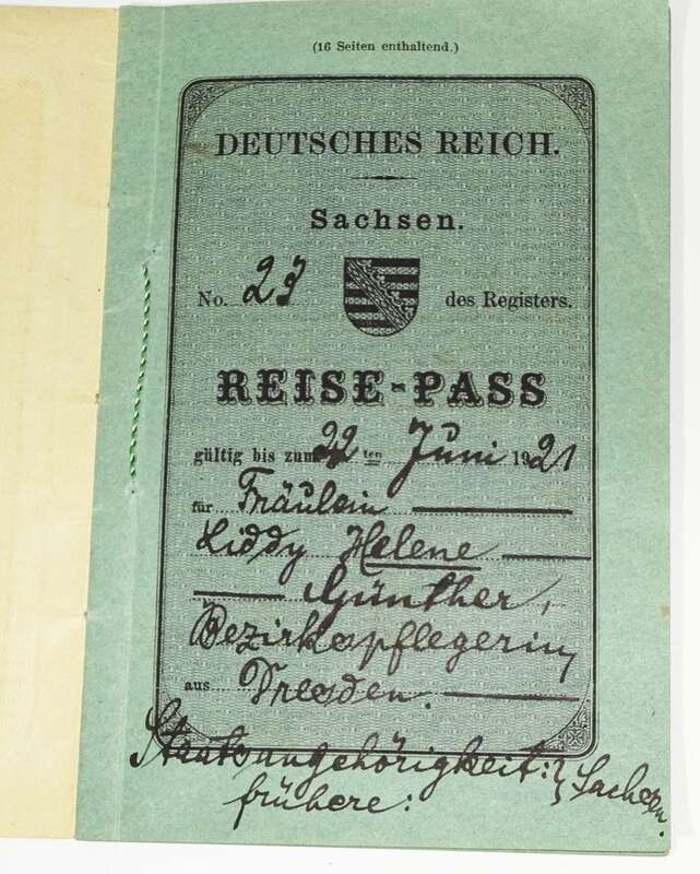 Reisepass Deutsches Reich Sachsen 1921 Pflegerin Danzig Purschdorf