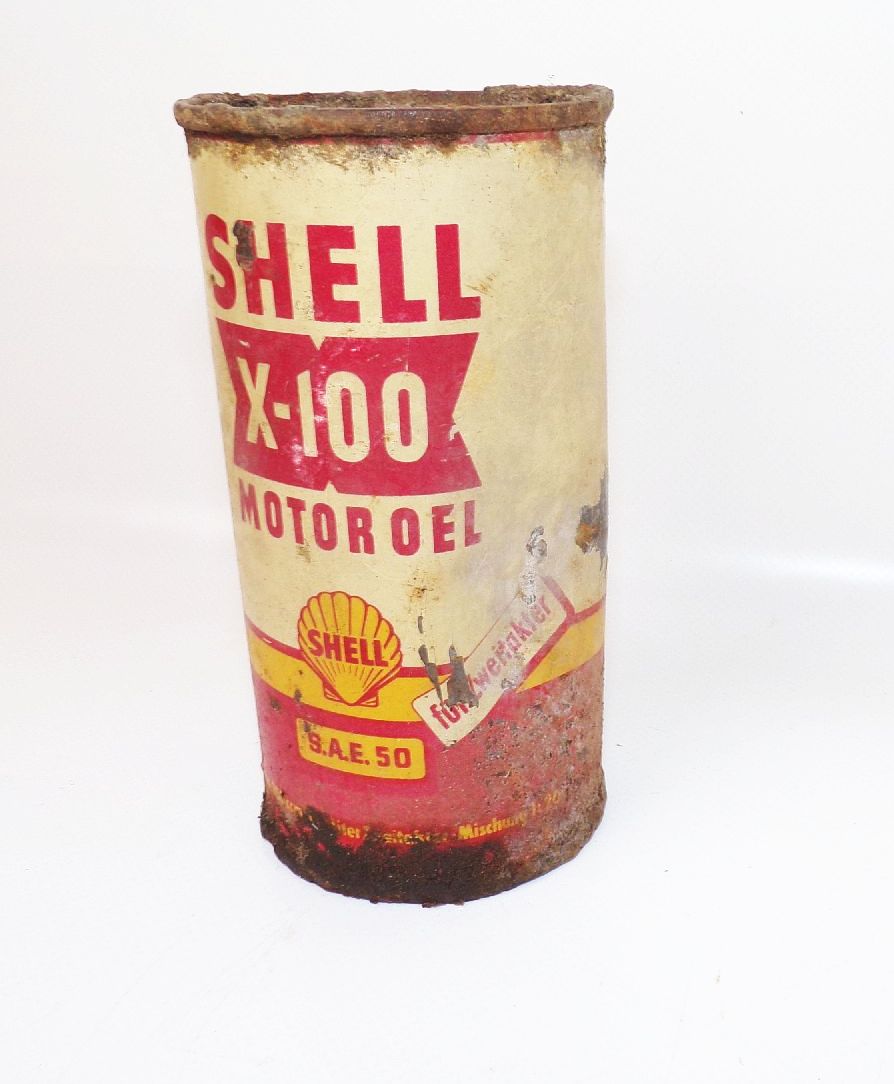 Alte Shell Dose X 100 Motor Oel NOS Garage Oldtimer Deko