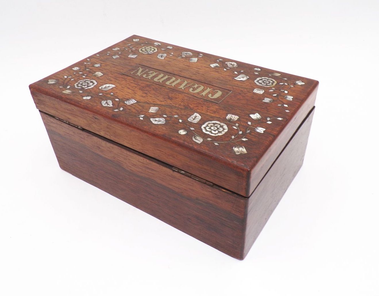 Alte Zigarren Kiste Perlmutt Intarsien Box Behälter Schatulle um 1910