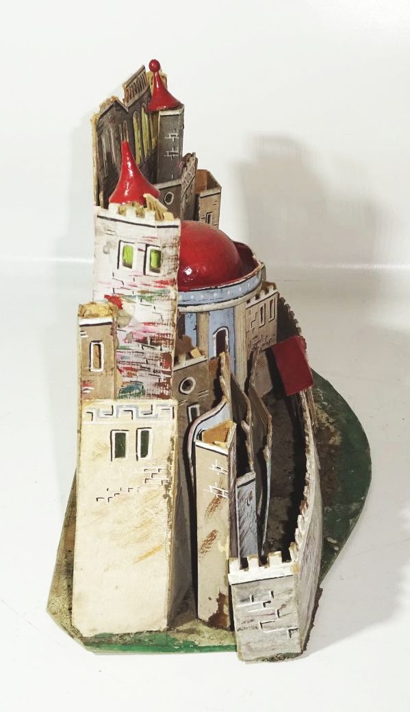 Uralt Jerusalem aus Pappe um 1900 Weihnachten Deko 