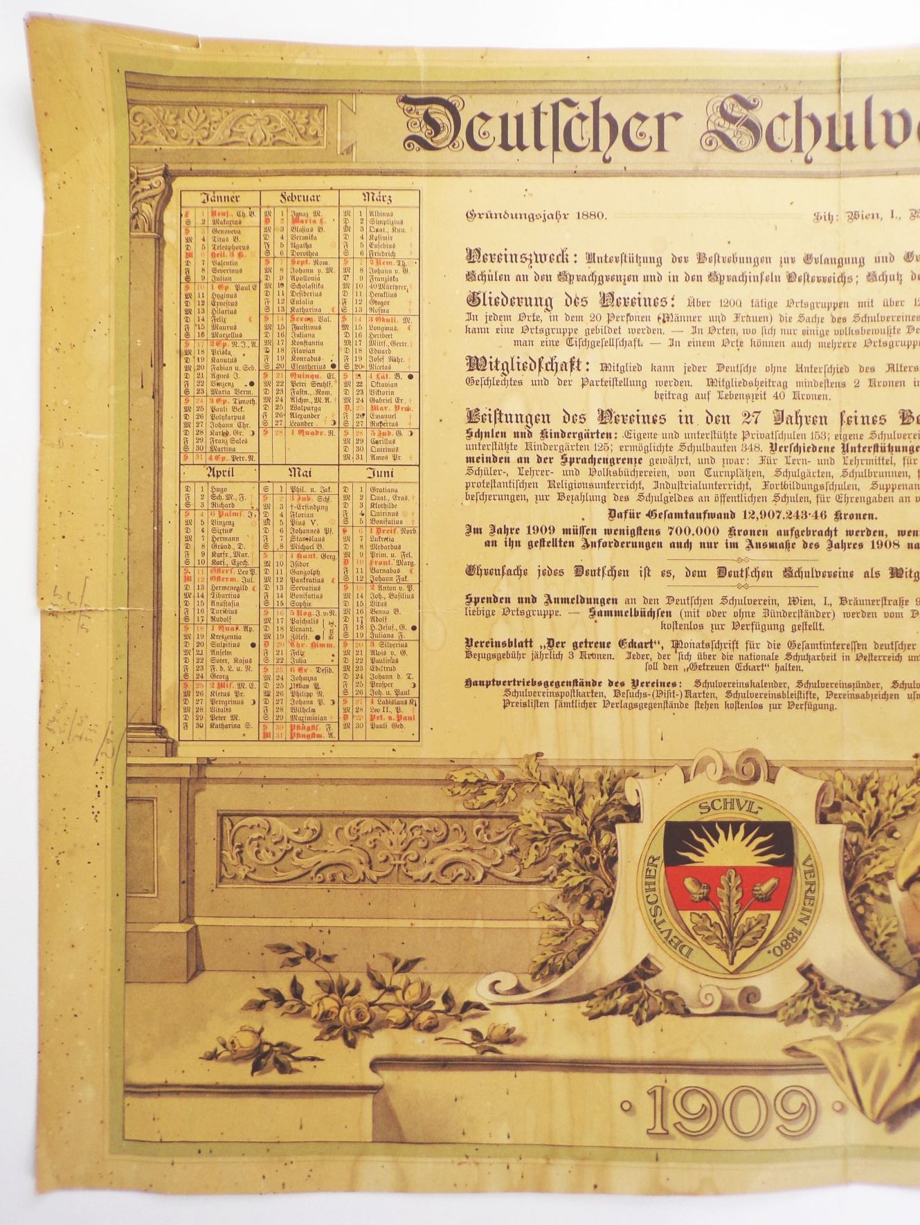 Deutsche Schulverein Kalender 1909 Plakat