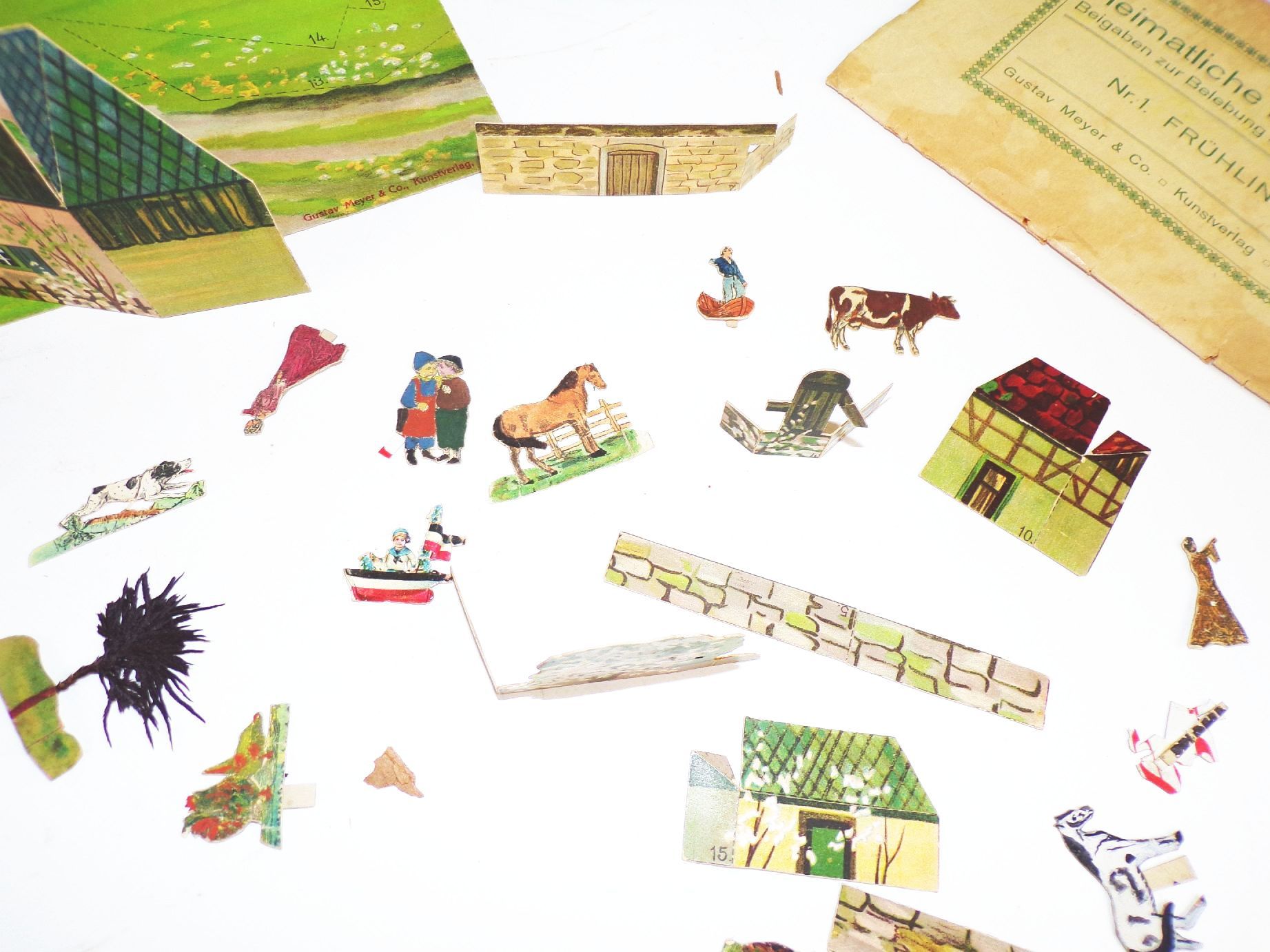 Diorama Frühling Heimatliche Baukunst Gustav Meyer Leipzig 1910 er Lehrmittel 