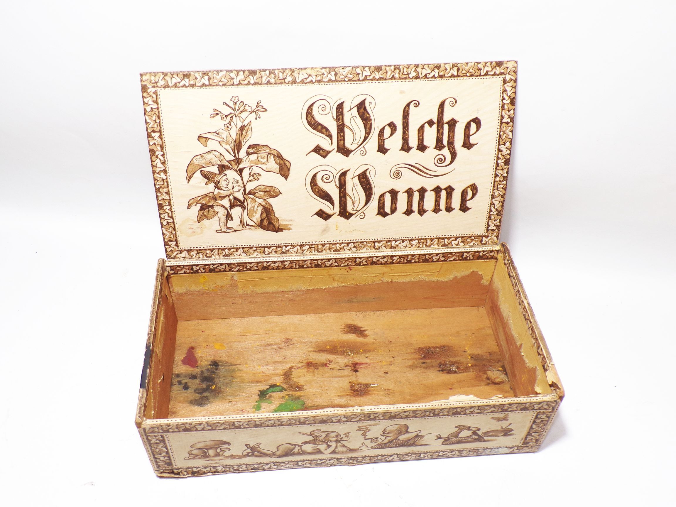 Alte Zigarrenkiste Zwerge Wichtel Gnome Motiv Welche Wonne 1920er 