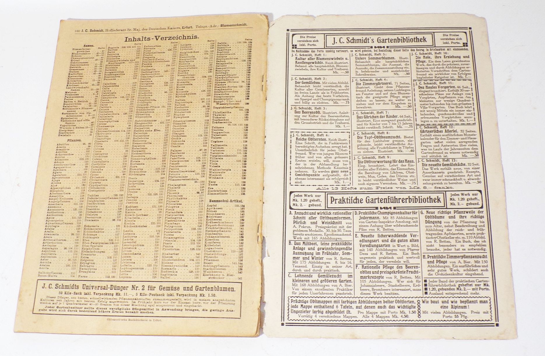 Katalog Schmidt Erfurt 1908 Preisbuch Blumen Gemüse Zimmerpflanzen Saatgut
