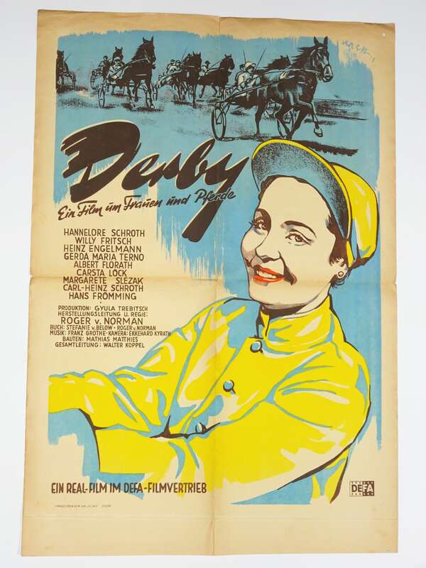 Defa Filmplakat Derby Ein Film um Frauen und Pferde 1949 Willy Fritsch 