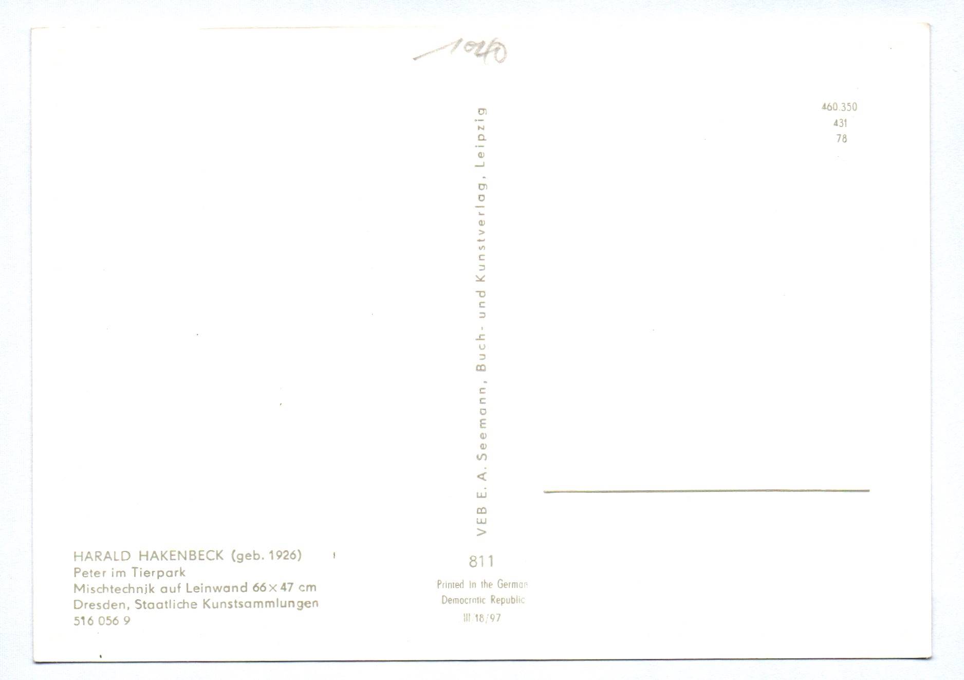 Künstler Ak Harald Hakenbeck Peter im Tierpark