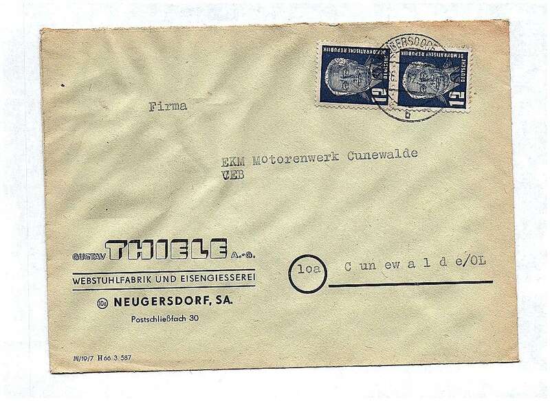 Brief Webstuhlfabrik und Eisengiesserei Neugersdorf DDR 1952