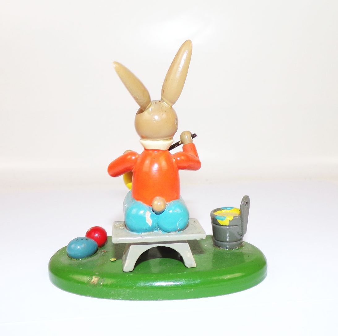 Alter Osterhase bemalt Osterei erzgebirgische Figur 