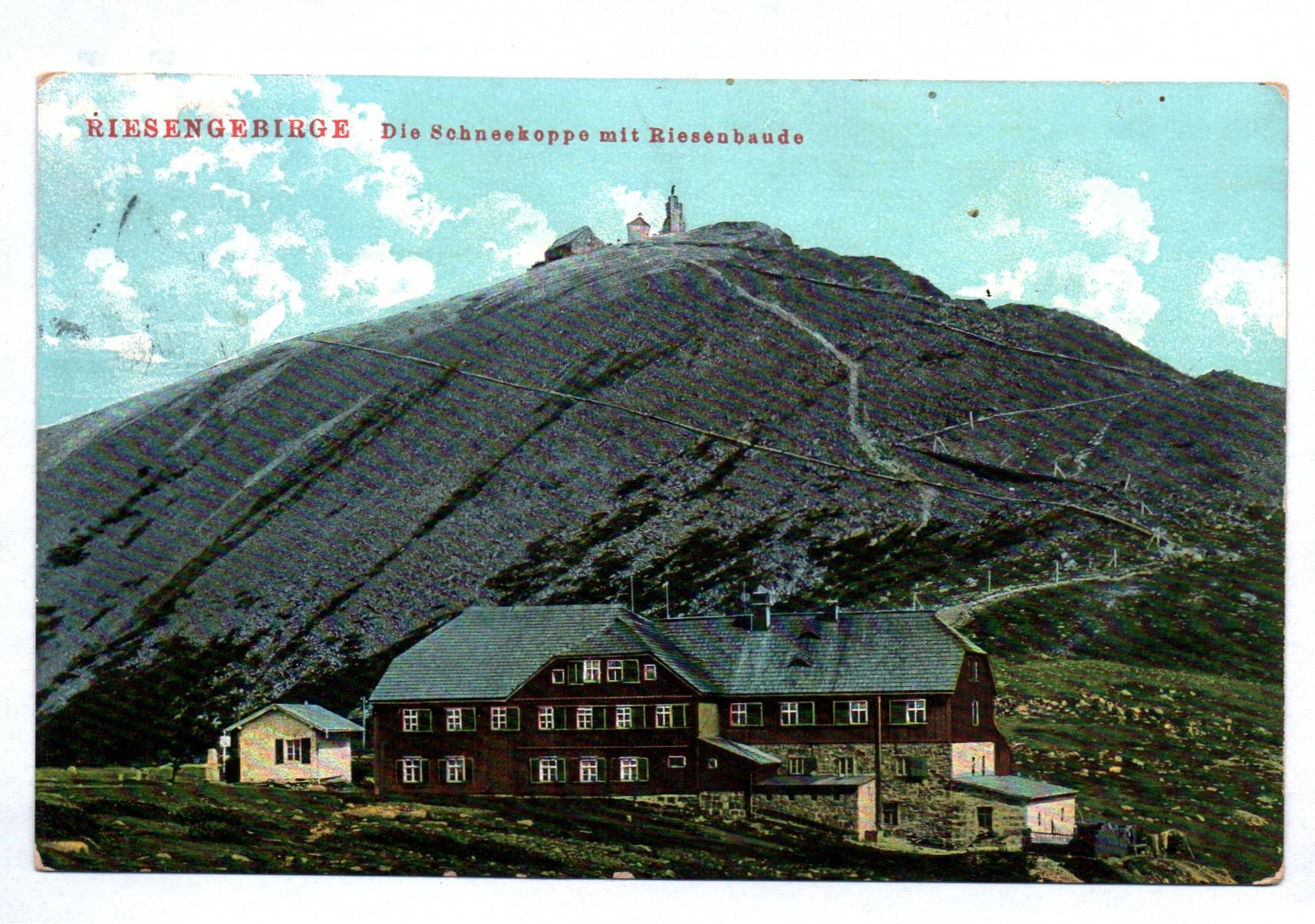Ak Riesengebirge Die Schneekoppe mit Riesenbaude 1911