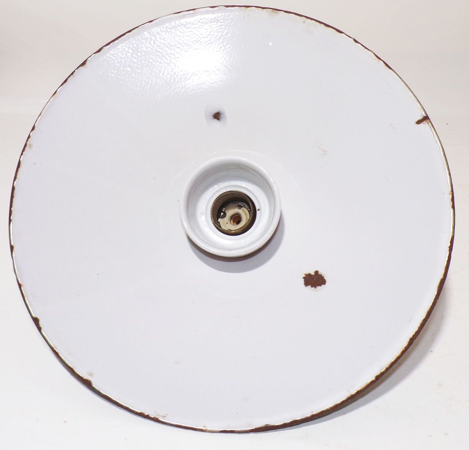 Alte Emaille Lampe Leuchte E27 Grün Weiss Porzellanfassung Werkstattlampe