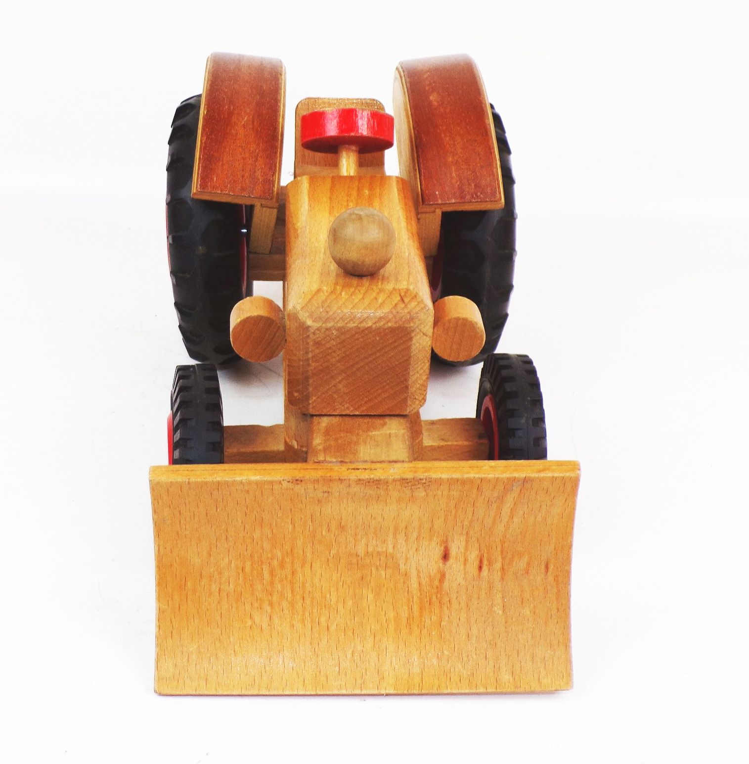 Alter DDR Traktor mit Hänger Egge Schiebeschild Holzspielzeug wohl Fröbel