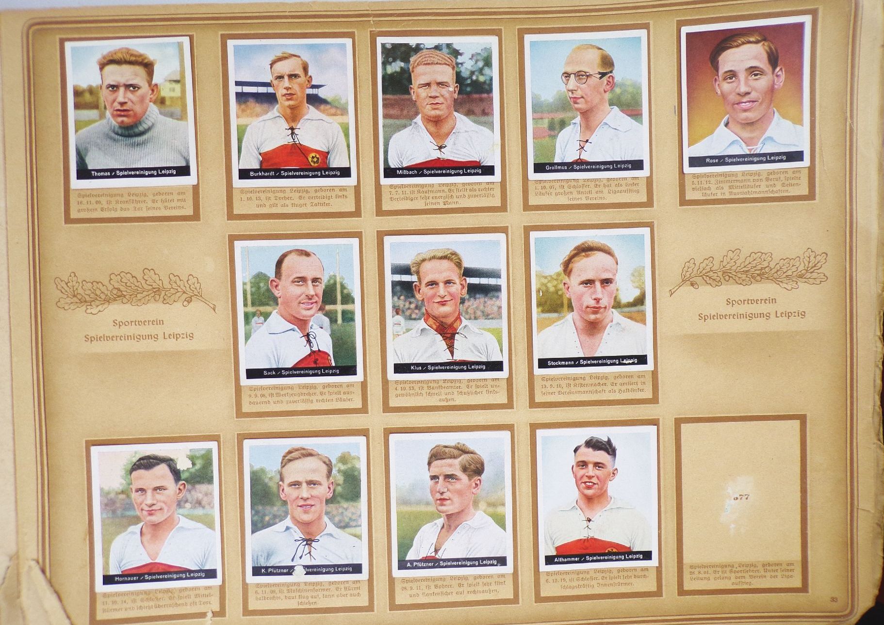 Hinein Fußball Sammelbilderalbum Cigarettenfabrik Müller Dresden um 1930 Hinein Fußball Sammelbilderalbum Cigarettenfabrik Müller Dresden um 1930