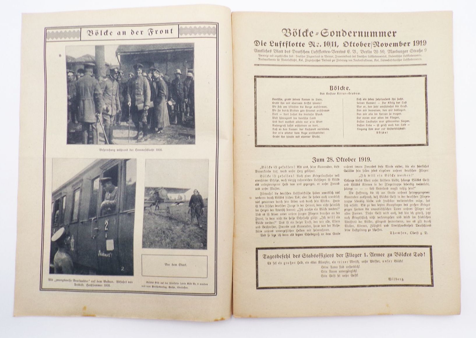 Alte Zeitschrift Die Luftflotte 1919 Nr 10 u 11 Bölcke Sondernummer