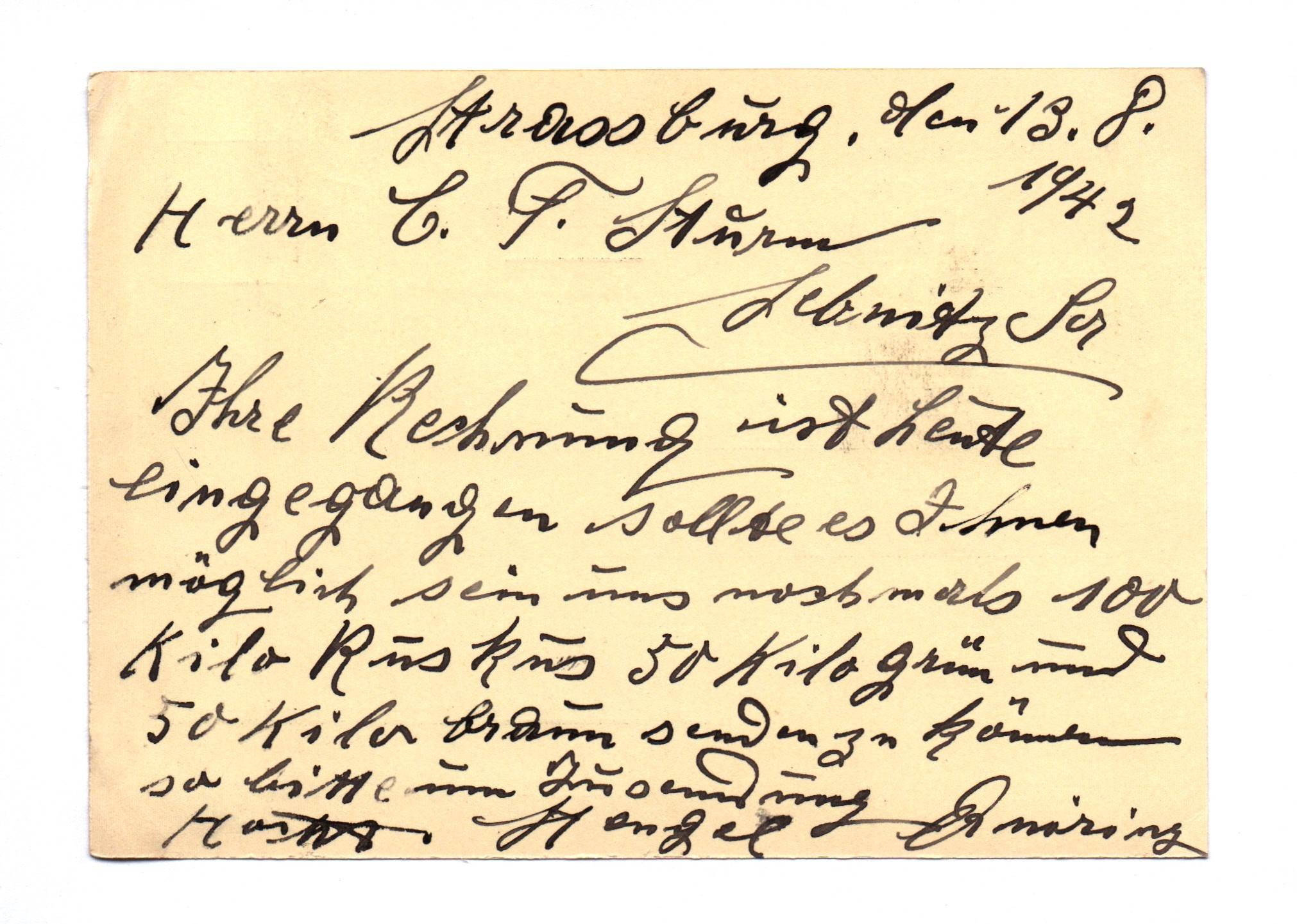 Postkarte Künstliche Blumen Kranzbinderei Strassburg 1942 Postkarte Künstliche Blumen Kranzbinderei Strassburg 1942