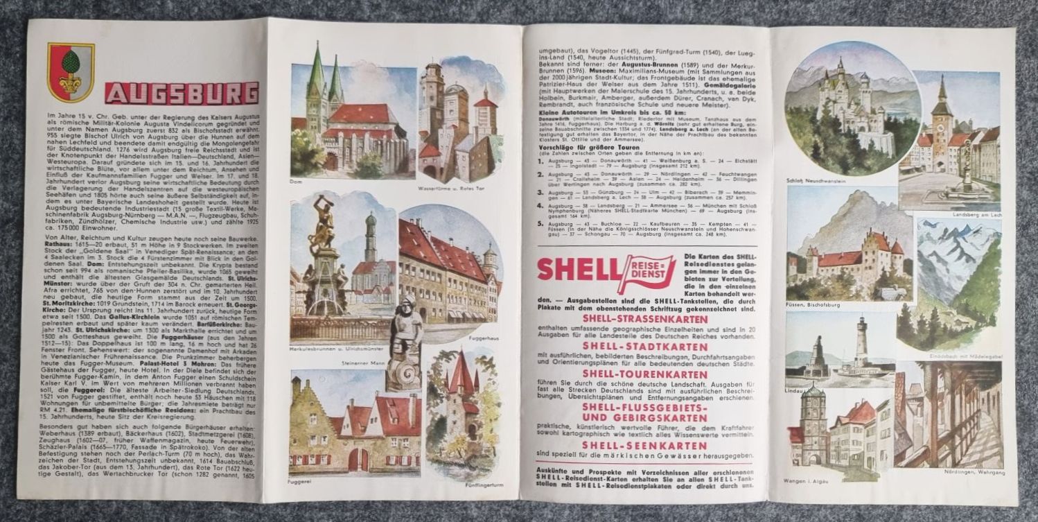 Shell Stadtkarte Nr 30 Augsburg Augustusbrunnen und Rathaus Stadtplan 1930er Shell Stadtkarte Nr 30 Augsburg Augustusbrunnen und Rathaus Stadtplan 1930er