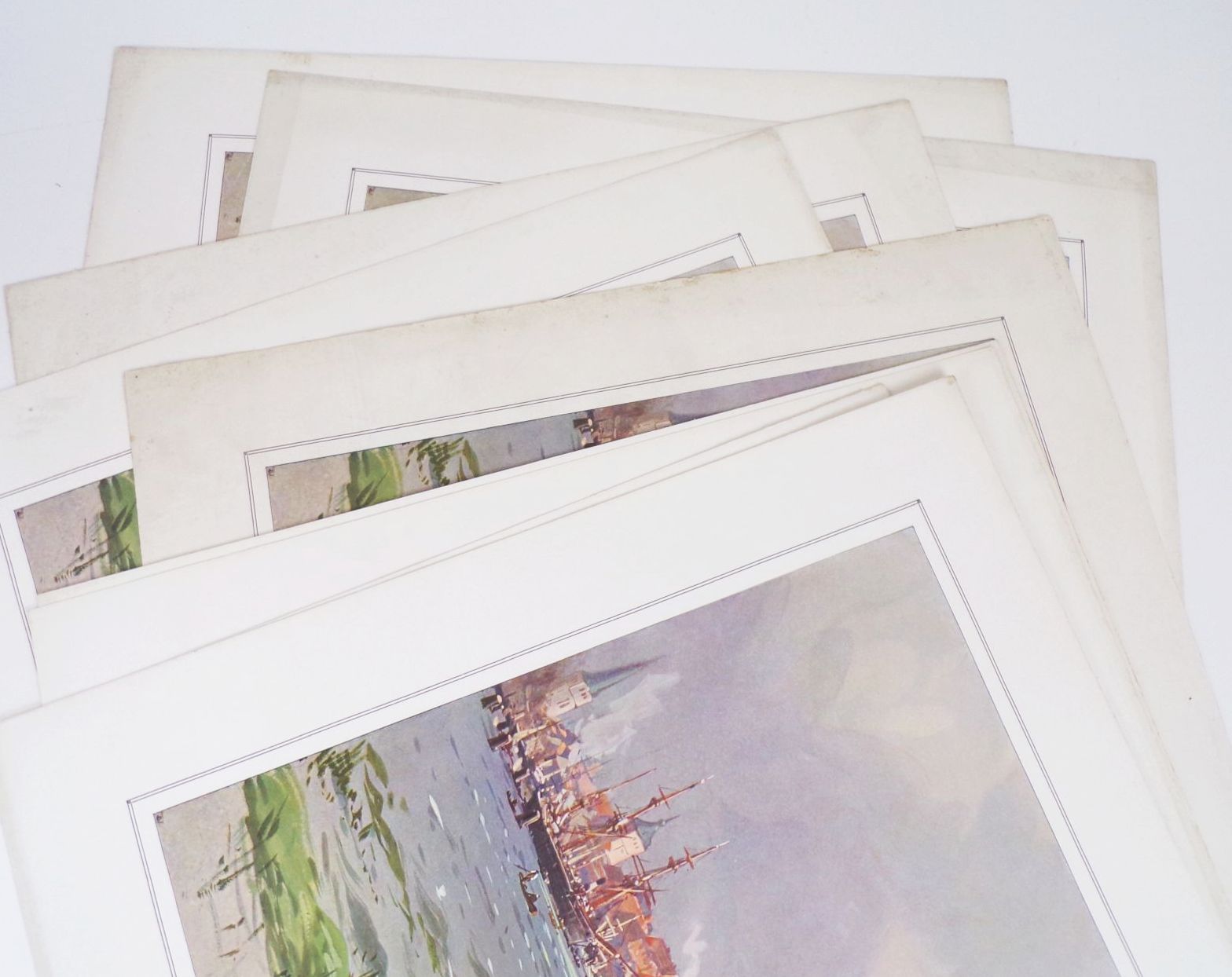 Alter Druck Willy Stöwer Rostock Hafen Farbendruck