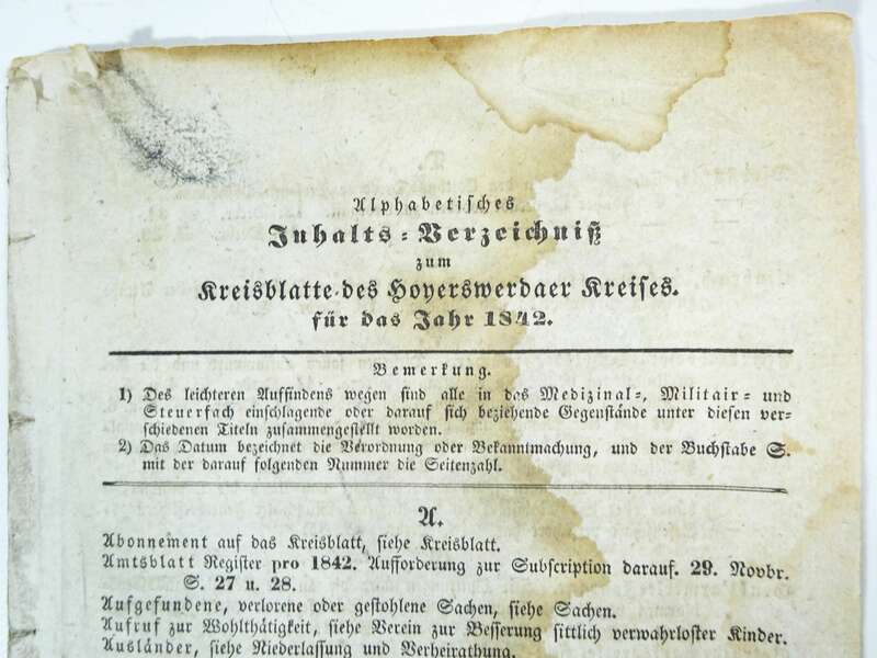 Kreisblatt Hoyerswerda 1842 - 1844 selten (B3 