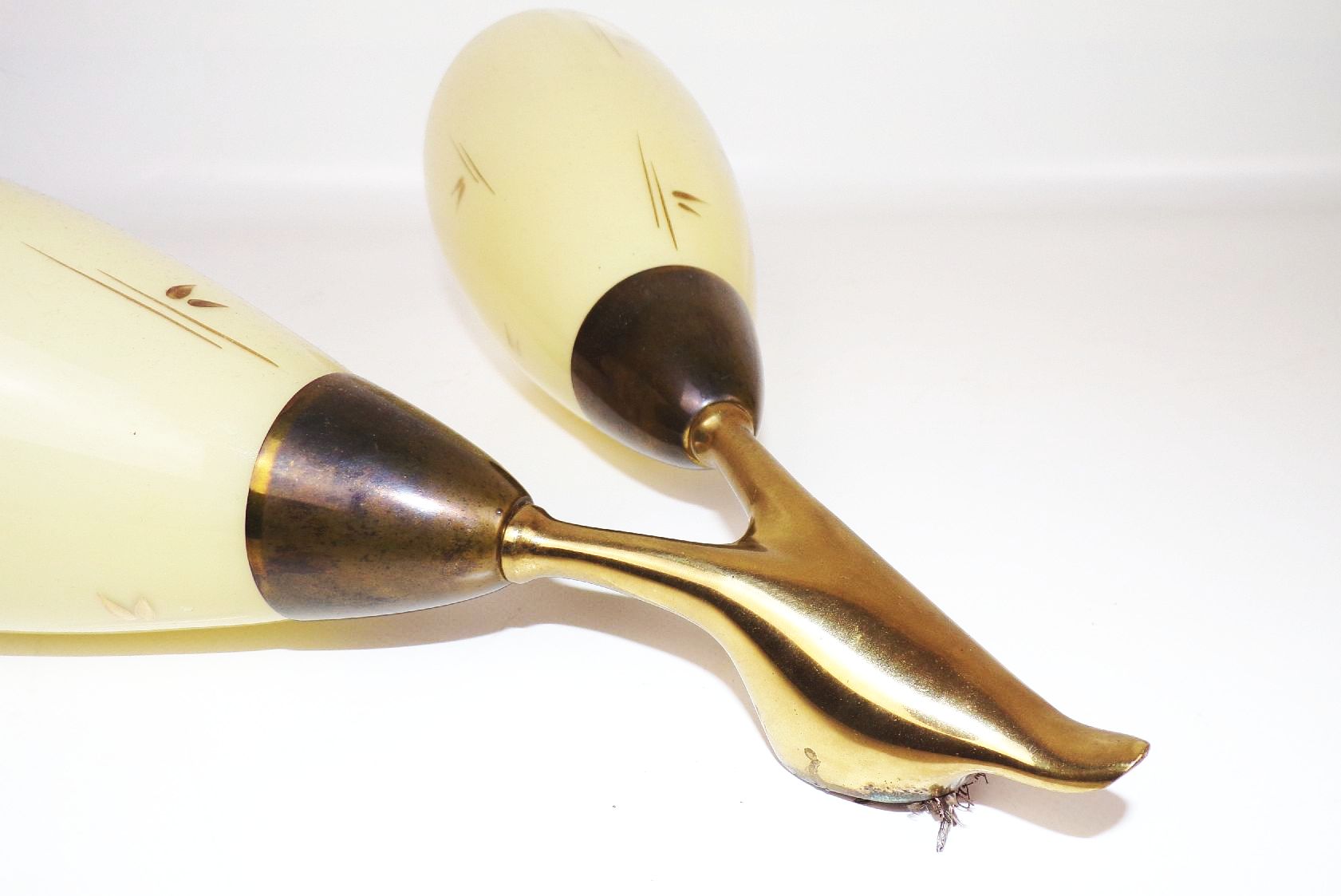 Wandleuchte Tütenlampe 50er Jahre 2 Stück Set E14 Gold Lampe