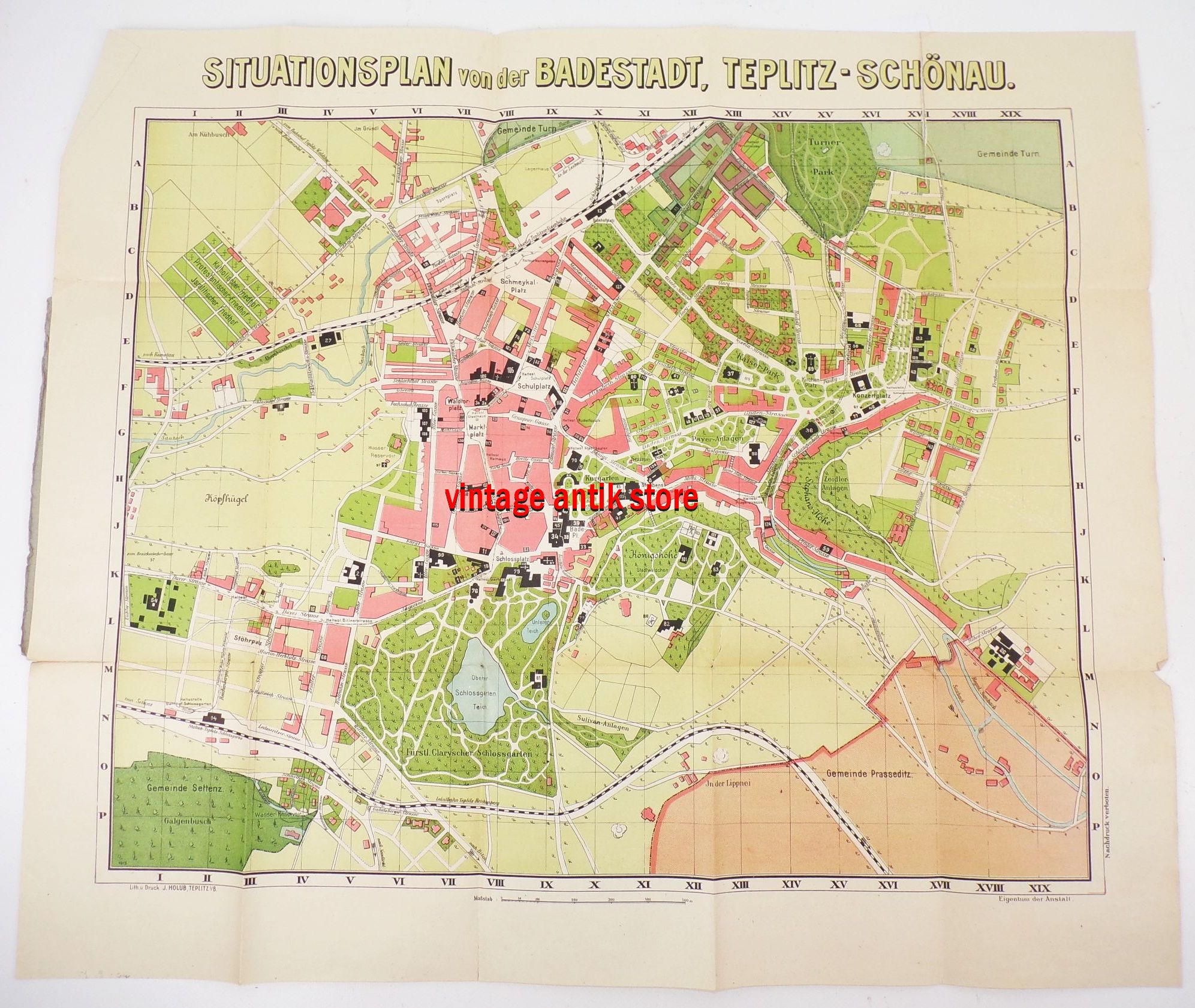 Stadtplan Teplitz Schönau um 1910 Böhmen Tschechien Teplice
