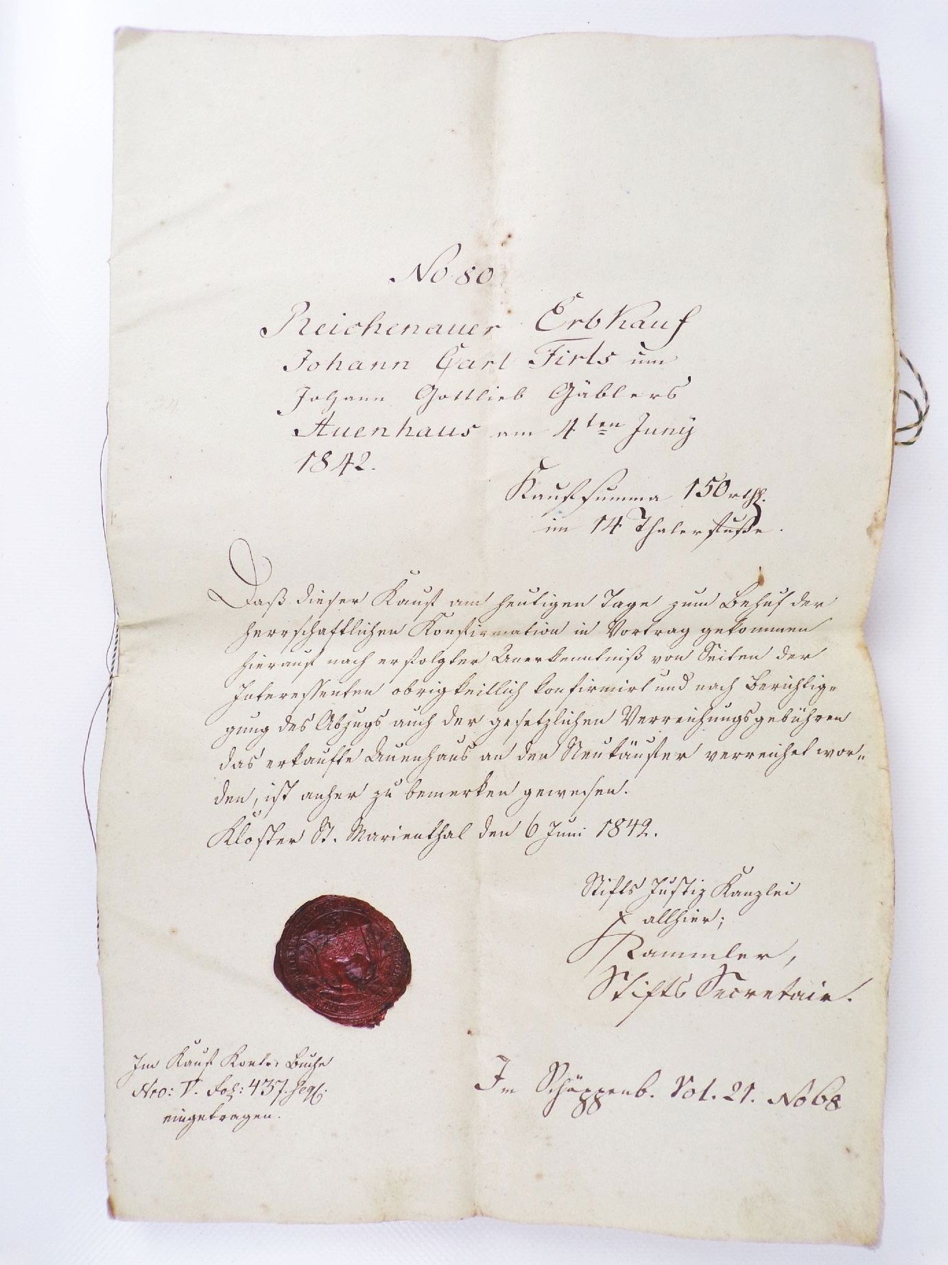 Schriftstücke St Marienthal 1839 Büttenpapier Wachssiegel Schriftstücke St Marienthal 1839 Büttenpapier Wachssiegel